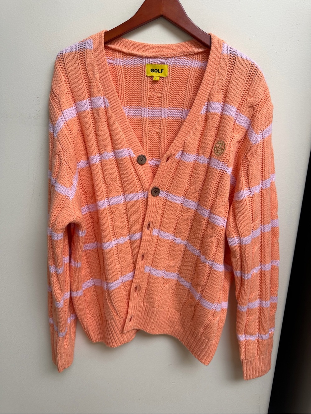 Golf Striped V-Neck Cardigan Sweater